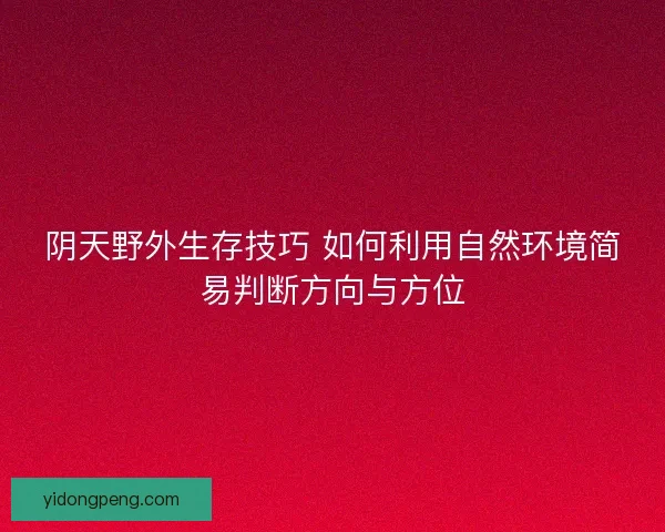 阴天野外生存技巧 如何利用自然环境简易判断方向与方位